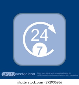 24 7 icon. open 24 hours a day and 7 days a week icons