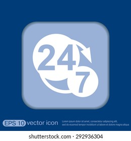 24 7 icon. open 24 hours a day and 7 days a week icons