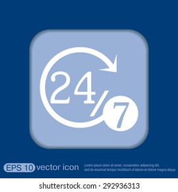 24 7 icon. open 24 hours a day and 7 days a week icons