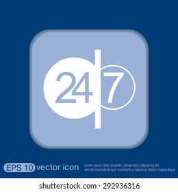 24 7 icon. open 24 hours a day and 7 days a week icons