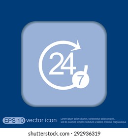 24 7 icon. open 24 hours a day and 7 days a week icons