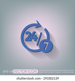 24 7 icon. open 24 hours a day and 7 days a week icons