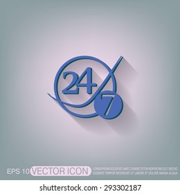 24 7 icon. open 24 hours a day and 7 days a week icons