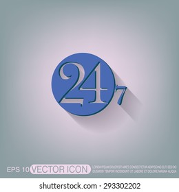 24 7 icon. open 24 hours a day and 7 days a week icons