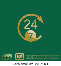 24 7 icon. open 24 hours a day and 7 days a week icons
