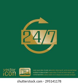 24 7 icon. open 24 hours a day and 7 days a week icons