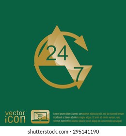 24 7 icon. open 24 hours a day and 7 days a week icons