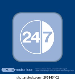 24 7 icon. open 24 hours a day and 7 days a week icons