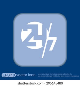 24 7 icon. open 24 hours a day and 7 days a week icons