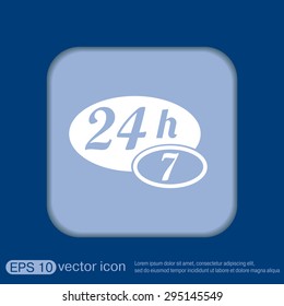 24 7 icon. open 24 hours a day and 7 days a week icons