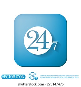 24 7 icon. open 24 hours a day and 7 days a week icons