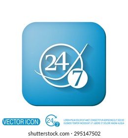 24 7 icon. open 24 hours a day and 7 days a week icons