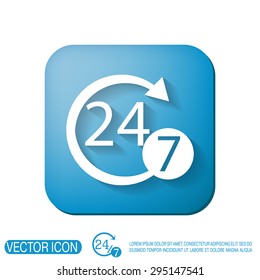 24 7 icon. open 24 hours a day and 7 days a week icons