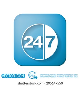 24 7 icon. open 24 hours a day and 7 days a week icons