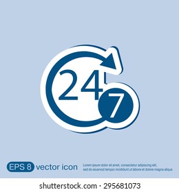 24 /7 icon. open 24 hours a day and 7 days a week icon