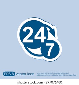 24 7 icon. open 24 hours a day and 7 days a week icons