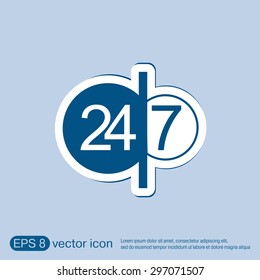 24 7 icon. open 24 hours a day and 7 days a week icons