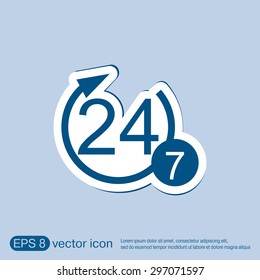 24 7 icon. open 24 hours a day and 7 days a week icons