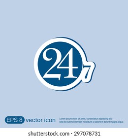 24 7 icon. open 24 hours a day and 7 days a week icons