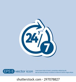 24 7 icon. open 24 hours a day and 7 days a week icons