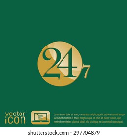 24 7 icon. open 24 hours a day and 7 days a week icons