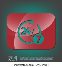 24 7 icon. open 24 hours a day and 7 days a week icons