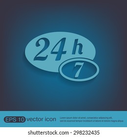 24 7 icon. open 24 hours a day and 7 days a week icons