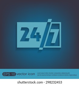 24 7 icon. open 24 hours a day and 7 days a week icons