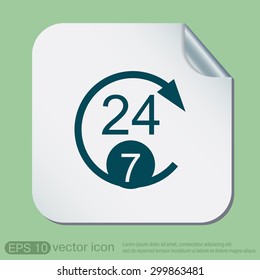 24 7 icon. open 24 hours a day and 7 days a week icons