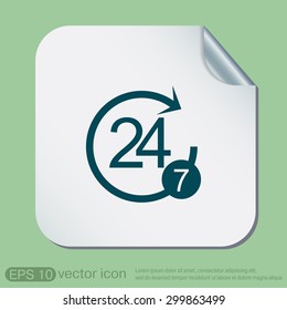 24 7 icon. open 24 hours a day and 7 days a week icons