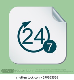 24 7 icon. open 24 hours a day and 7 days a week icons