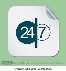 24 7 icon. open 24 hours a day and 7 days a week icons