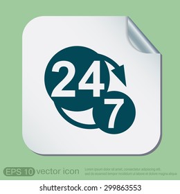 24 7 icon. open 24 hours a day and 7 days a week icons