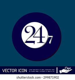 24 7 icon. open 24 hours a day and 7 days a week icons