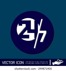 24 7 icon. open 24 hours a day and 7 days a week icons