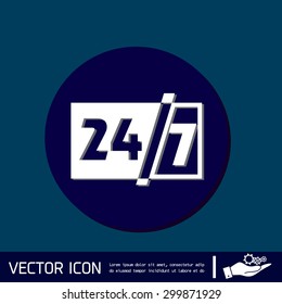 24 7 icon. open 24 hours a day and 7 days a week icons