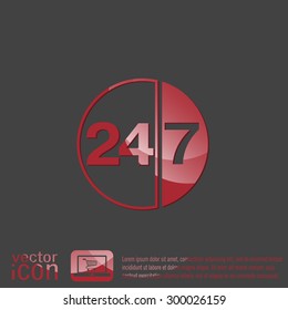 24 7 icon. open 24 hours a day and 7 days a week icons