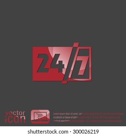 24 7 icon. open 24 hours a day and 7 days a week icons