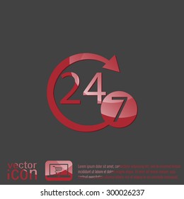 24 7 icon. open 24 hours a day and 7 days a week icons