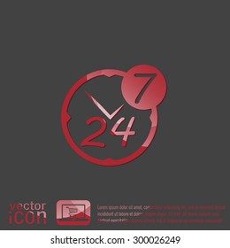 24 7 icon. open 24 hours a day and 7 days a week icons