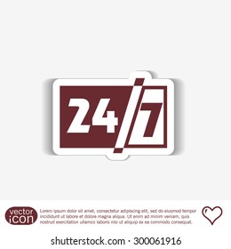 24 7 icon. open 24 hours a day and 7 days a week icons