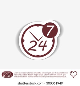 24 7 icon. open 24 hours a day and 7 days a week icons