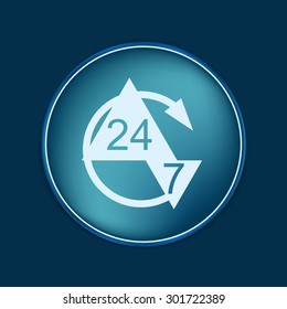 24 7 icon. open 24 hours a day and 7 days a week icons