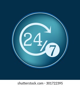 24 7 icon. open 24 hours a day and 7 days a week icons