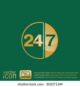 24 7 icon. open 24 hours a day and 7 days a week icons
