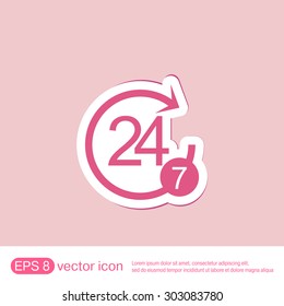 24 7 icon. open 24 hours a day and 7 days a week icons