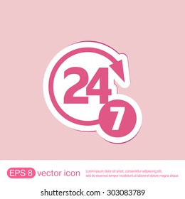 24 7 icon. open 24 hours a day and 7 days a week icons 24/7