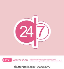 24 7 icon. open 24 hours a day and 7 days a week icons