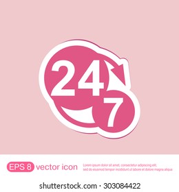 24 7 icon. open 24 hours a day and 7 days a week icons