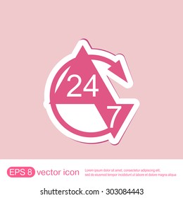 24 7 icon. open 24 hours a day and 7 days a week icons